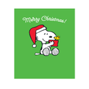 Snoopy Merry Christmas card with Woodstock in a red present box