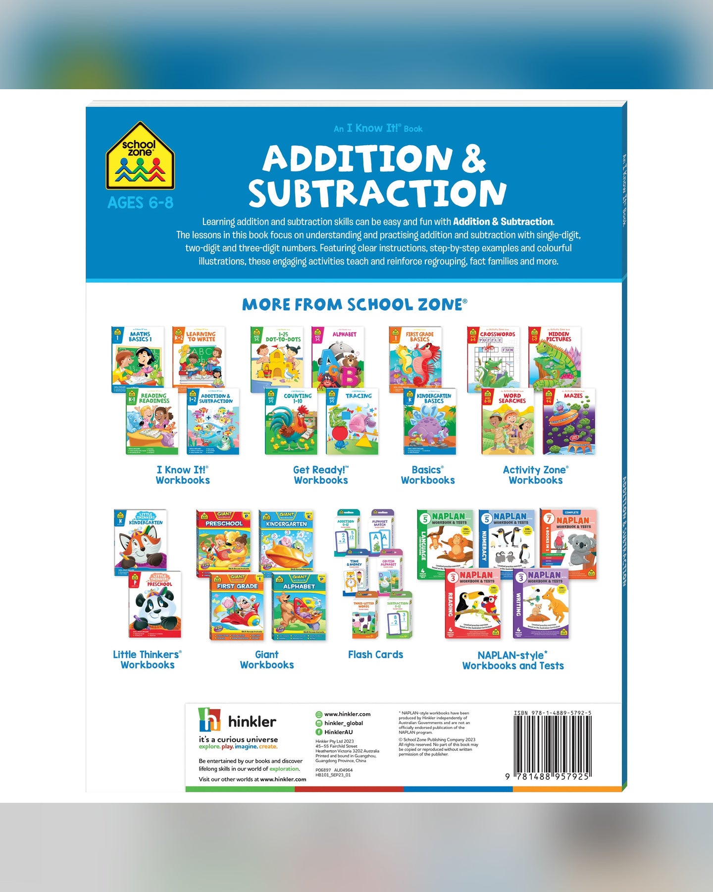 School Zone I Know It! Addition & Subtraction Workbook-2