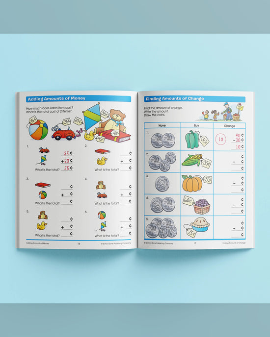 School Zone I Know It! Time, Money & Fractions Workbook