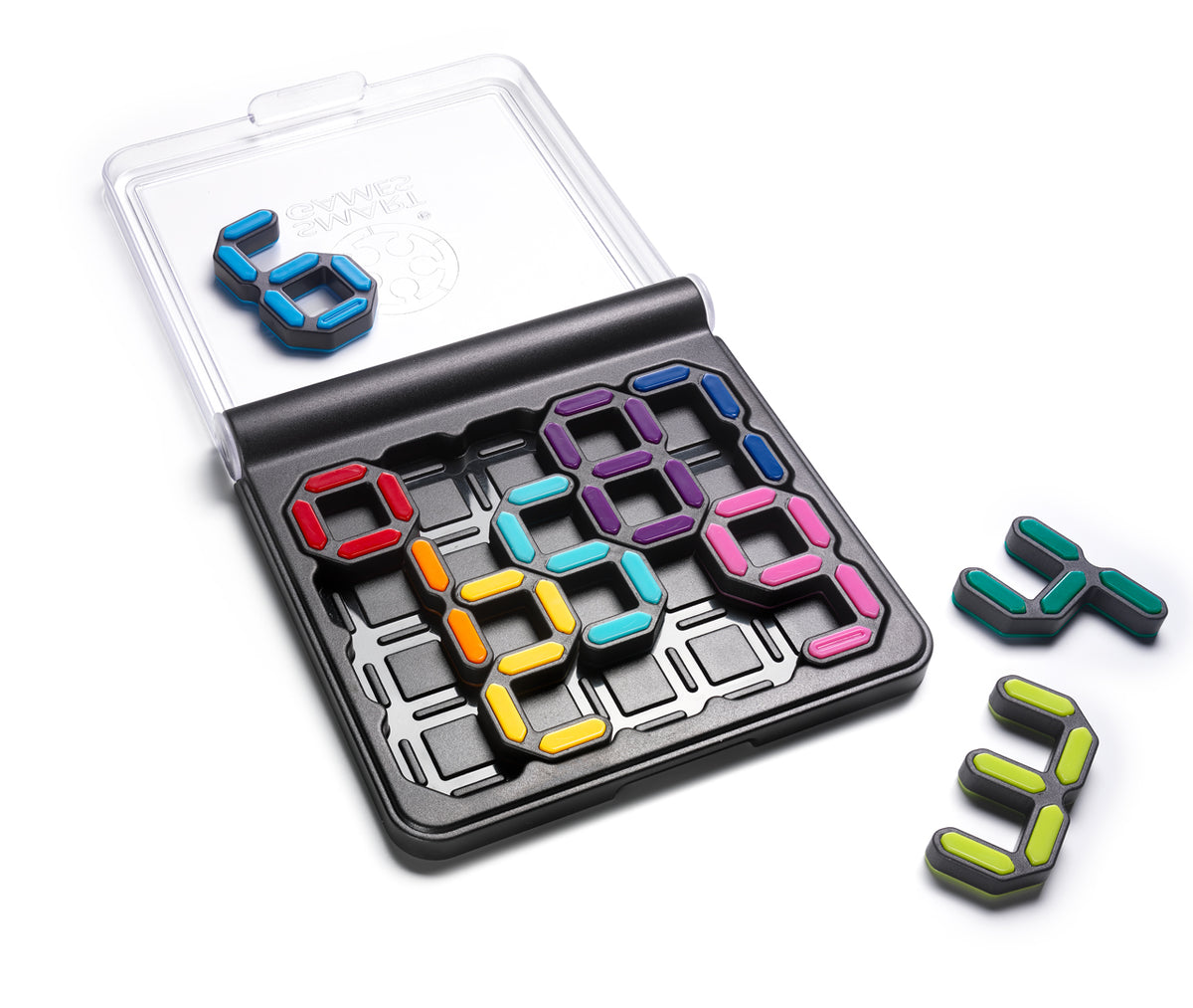 IQ Digits open game board with numbered puzzle pieces