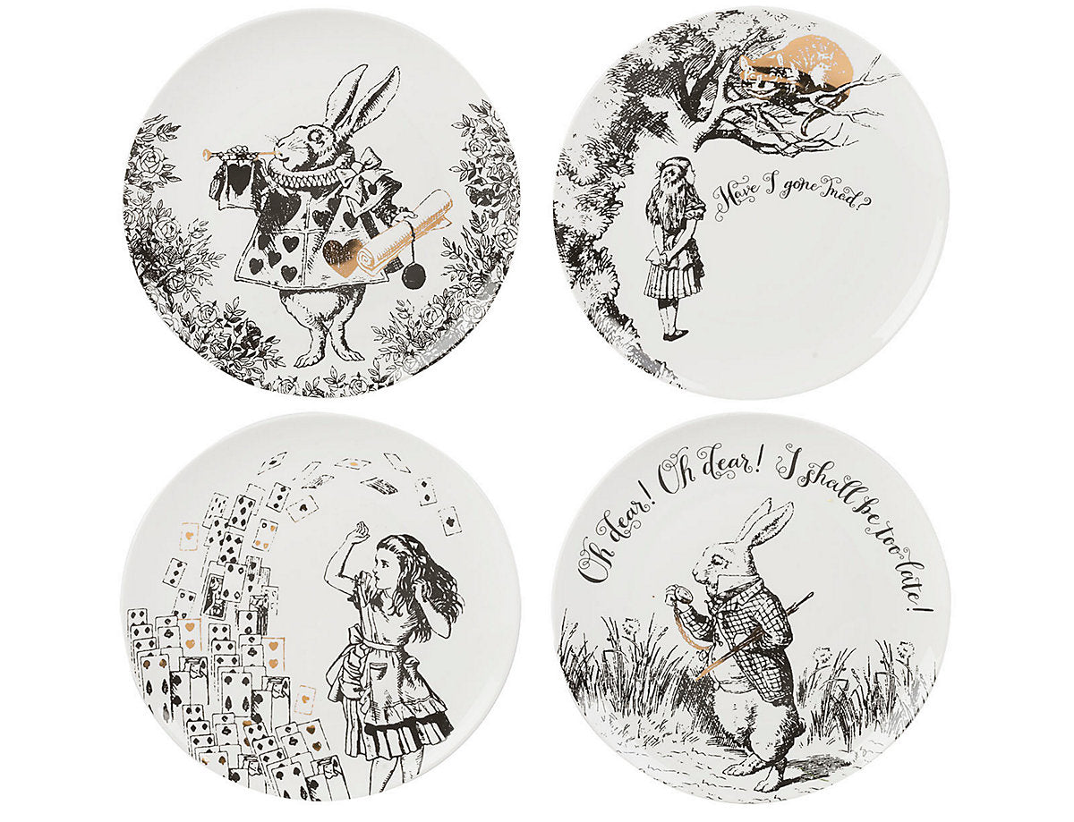 V&A Alice in Wonderland Set of 4 Fine China Side Plates