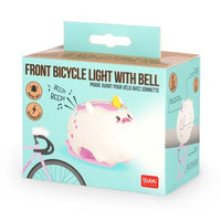 Legami Unicorn rechargeable front bicycle light with bell